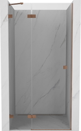 Mexen Lunar lijeva preklopna tuš vrata 75 cm, prozirna, brušena mjed - 834-075-000-65-00-L