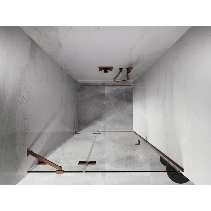 Mexen Lunar vänsteröppna duschdörrar 95 cm, transparent, borstad koppar - 834-095-000-65-00-L