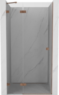 Mexen Lunar dušiuksed vasak hingedega 105 cm, läbipaistev, harjatud vask - 834-105-000-65-00-L