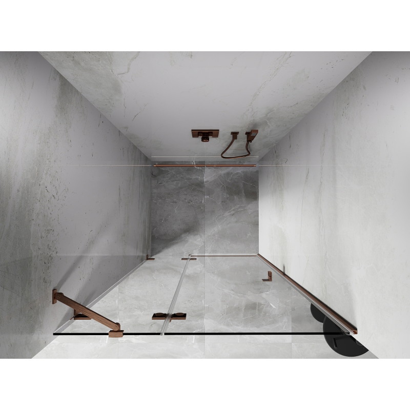 Mexen Lunar drzwi prysznicowe uchylne lewe 125 cm, transparent, miedź szczotkowana - 834-125-000-65-00-L