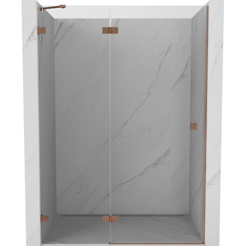 Mexen Lunar vasak hingedega dušiuks 130 cm, läbipaistev, harjatud vask - 834-130-000-65-00-L