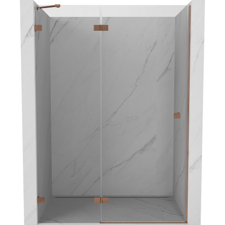 Mexen Lunar vasak hingedega dušiuks 130 cm, läbipaistev, harjatud vask - 834-130-000-65-00-L