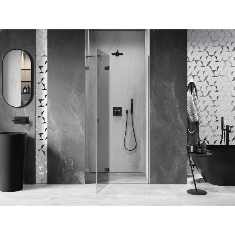 Mexen Lunar porte de douche pivotante gauche 75 cm, transparent, gris canon brossé - 834-075-000-66-00-L
