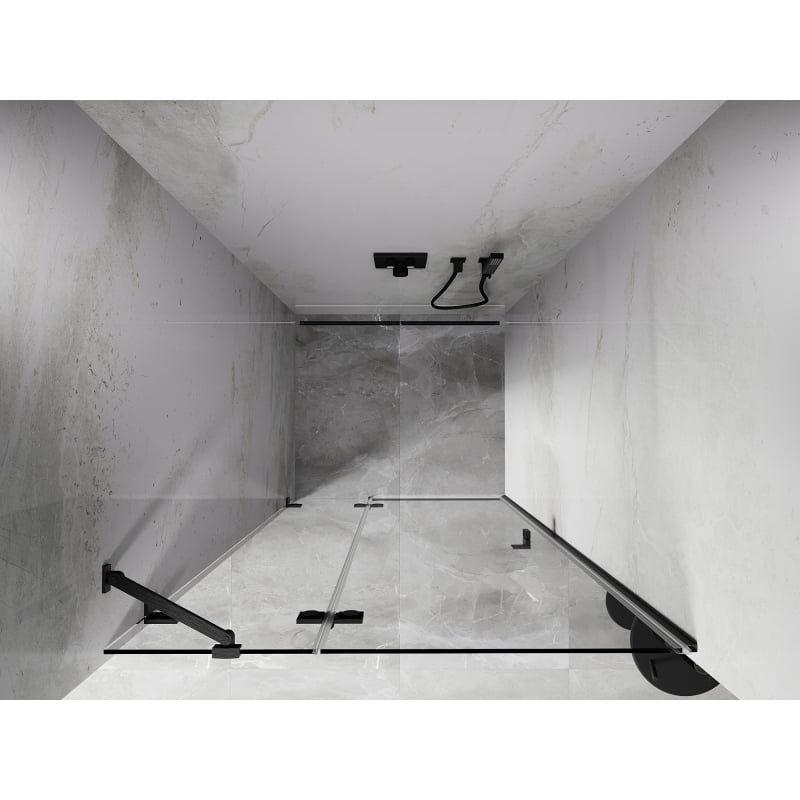 Mexen Lunar puerta de ducha abatible izquierda 85 cm, transparente, gris pistola cepillado - 834-085-000-66-00-L