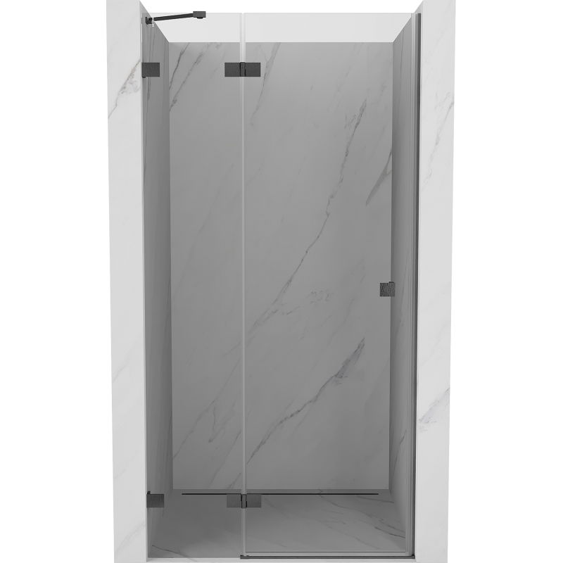 Mexen Lunar douchedeur zwenkend links 90 cm, transparant, geborsteld grijs - 834-090-000-66-00-L