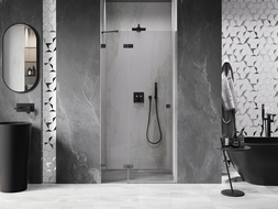 Mexen Lunar porte de douche pivotante gauche 100 cm, transparent, gris foncé brossé - 834-100-000-66-00-L