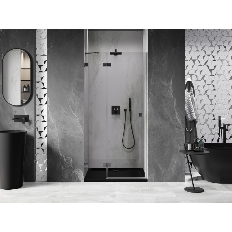 Mexen Lunar dušiuksi vasak 115 cm, läbipaistev, harjatud gun gray - 834-115-000-66-00-L