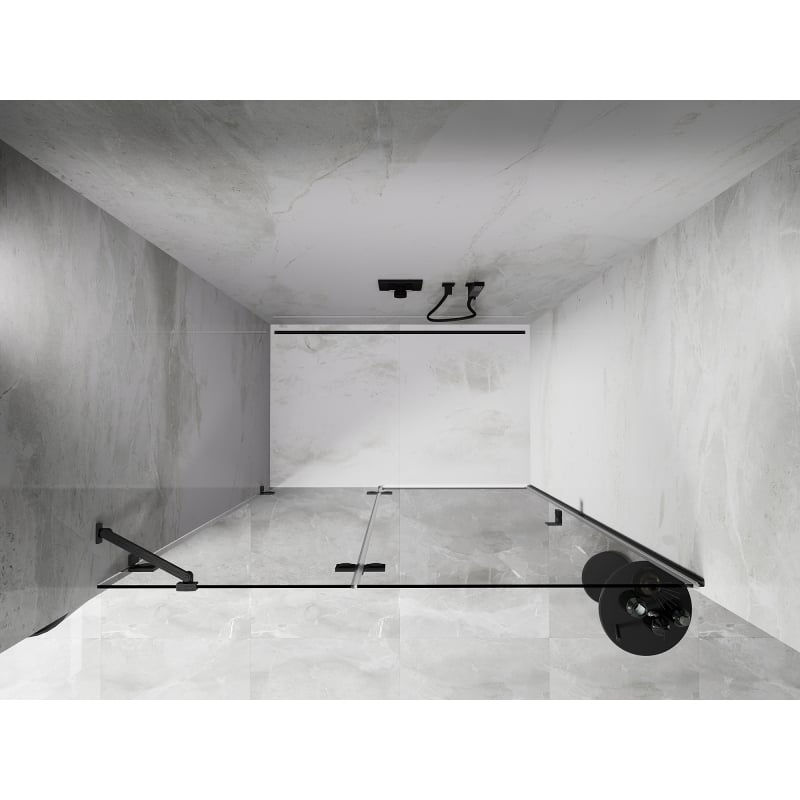 Mexen Lunar drzwi prysznicowe uchylne lewe 135 cm, transparent, gun gray szczotkowany - 834-135-000-66-00-L