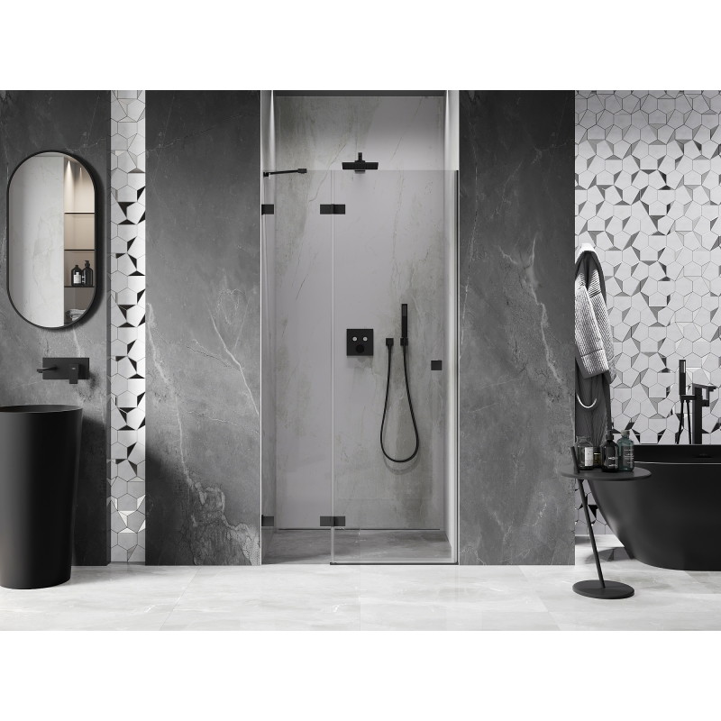Mexen Lunar drzwi prysznicowe uchylne lewe 70 cm, transparent, czarne - 834-070-000-70-00-L