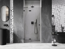 Mexen Lunar porte de douche pivotante gauche 80 cm, transparent, noir - 834-080-000-70-00-L