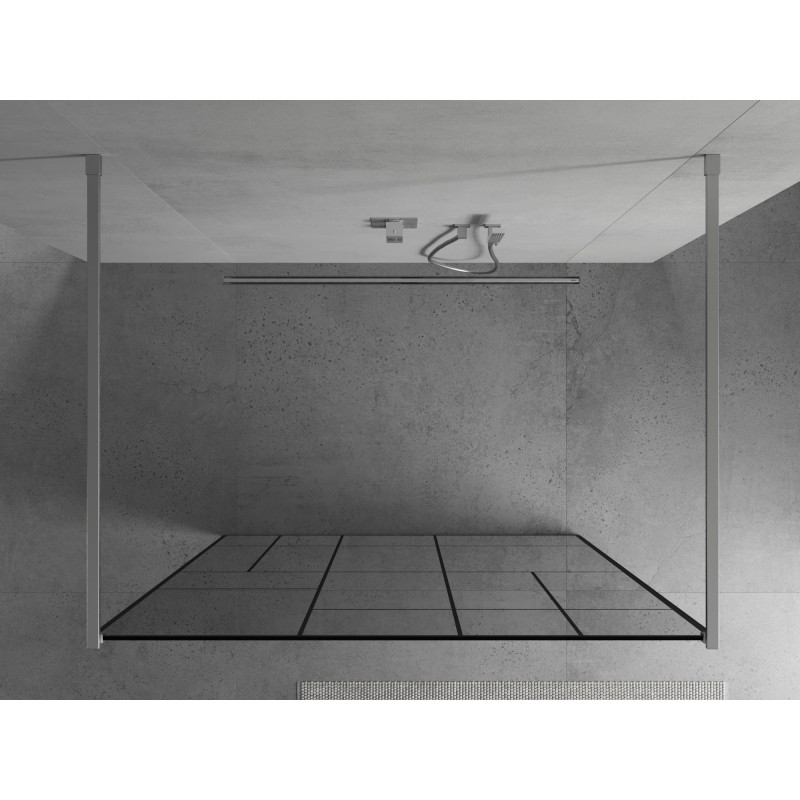 Mexen Kioto iseseisev dušisein 130 x 200 cm, must muster 8 mm, kroom - 800-130-002-01-78