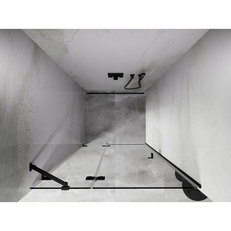 Mexen Lunar puerta de ducha abatible izquierda 125 cm, transparente, negro - 834-125-000-70-00-L