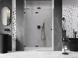 Mexen Lunar porte de douche pivotante gauche 130 cm, transparent, noir - 834-130-000-70-00-L