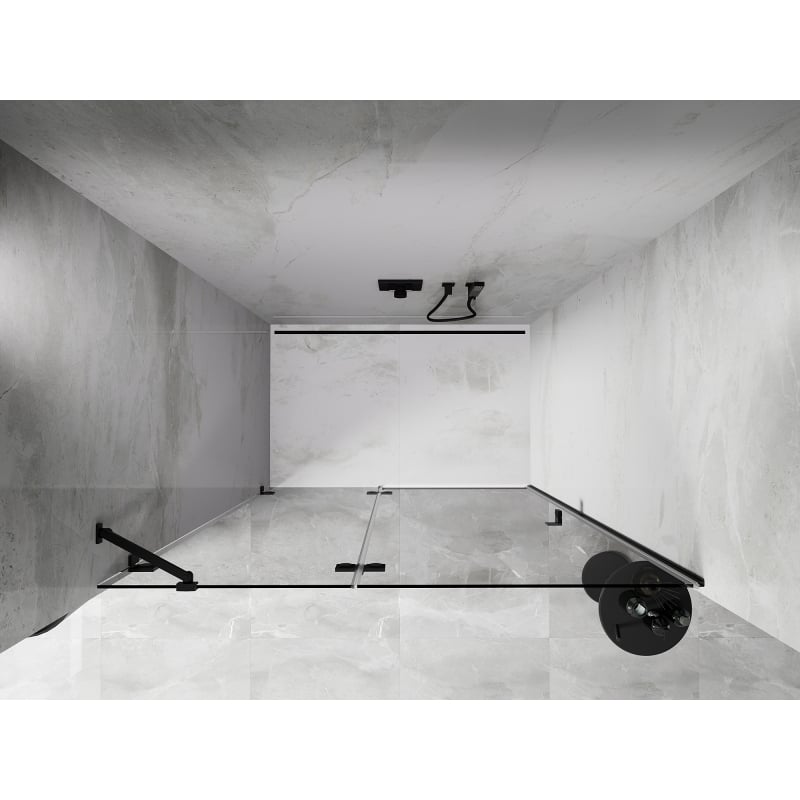 Mexen Lunar drzwi prysznicowe uchylne lewe 130 cm, transparent, czarne - 834-130-000-70-00-L