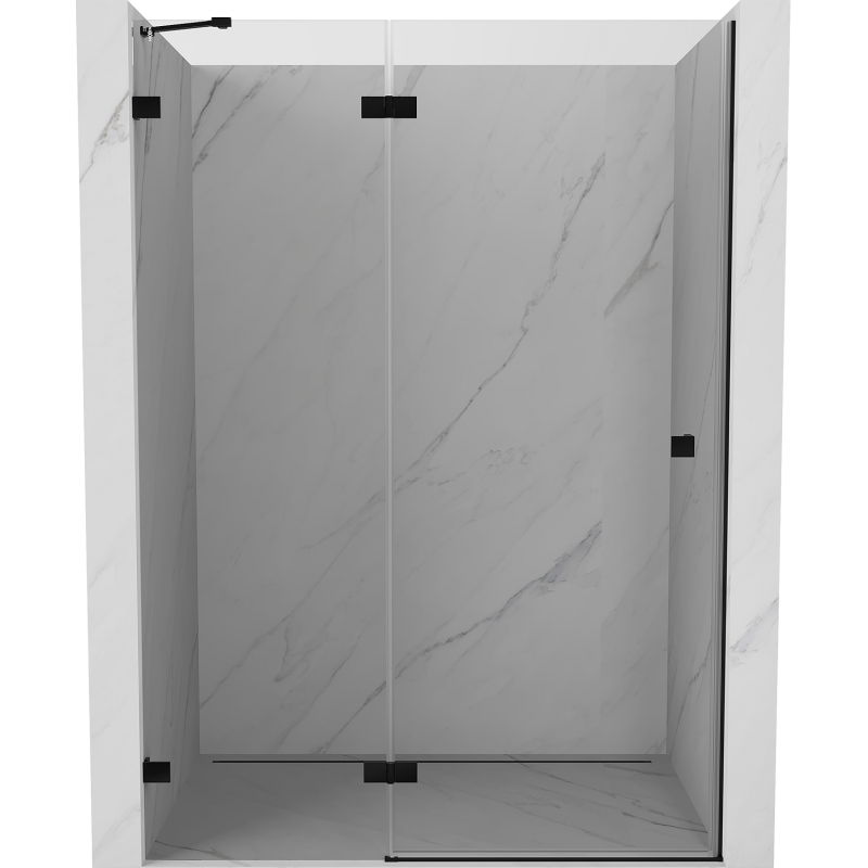 Mexen Lunar zwaaideur links 135 cm, transparant, zwart - 834-135-000-70-00-L
