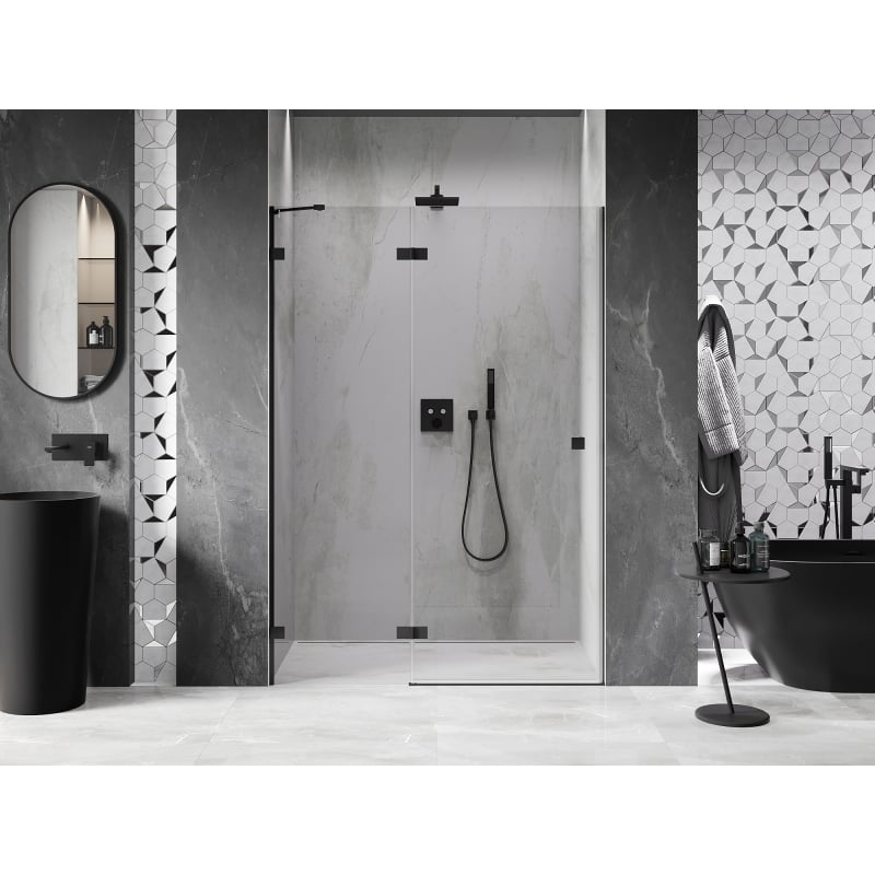 Mexen Lunar porte de douche pivotante gauche 135 cm, transparent, noir - 834-135-000-70-00-L