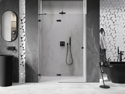 Mexen Lunar draaideuren voor douche links 140 cm, transparant, zwart - 834-140-000-70-00-L