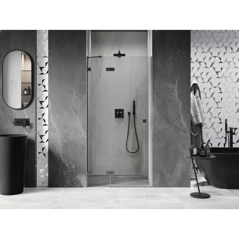Mexen Lunar porta doccia a battente sinistra 70 cm, trasparente, gun metal - 834-070-000-95-00-L
