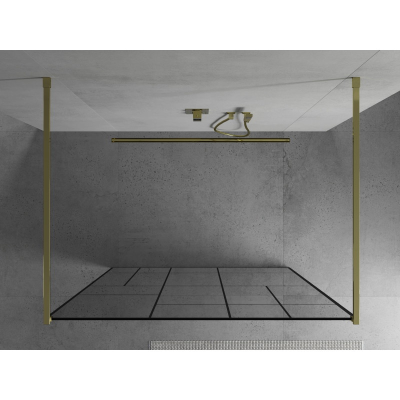 Mexen Kioto samostojeća tuš stijenka 110 x 200 cm, crni uzorak 8 mm, zlatna - 800-110-002-50-78