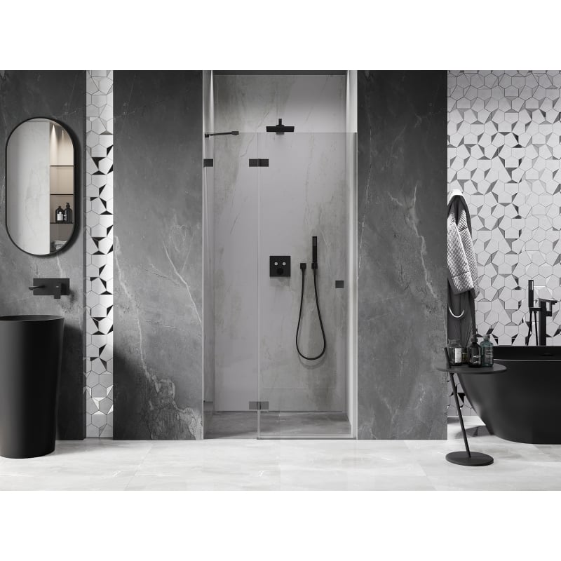 Mexen Lunar drzwi prysznicowe uchylne lewe 100 cm, transparent, gun metal - 834-100-000-95-00-L