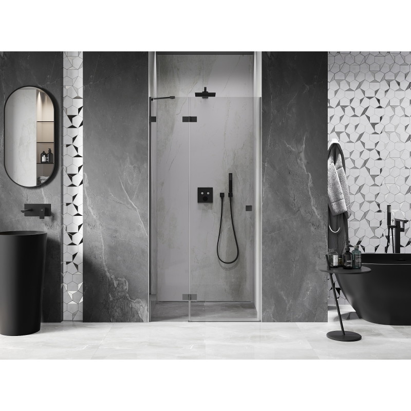 Mexen Lunar vasakpoolne dušiukse tiibuks 105 cm, läbipaistev, gun metal - 834-105-000-95-00-L