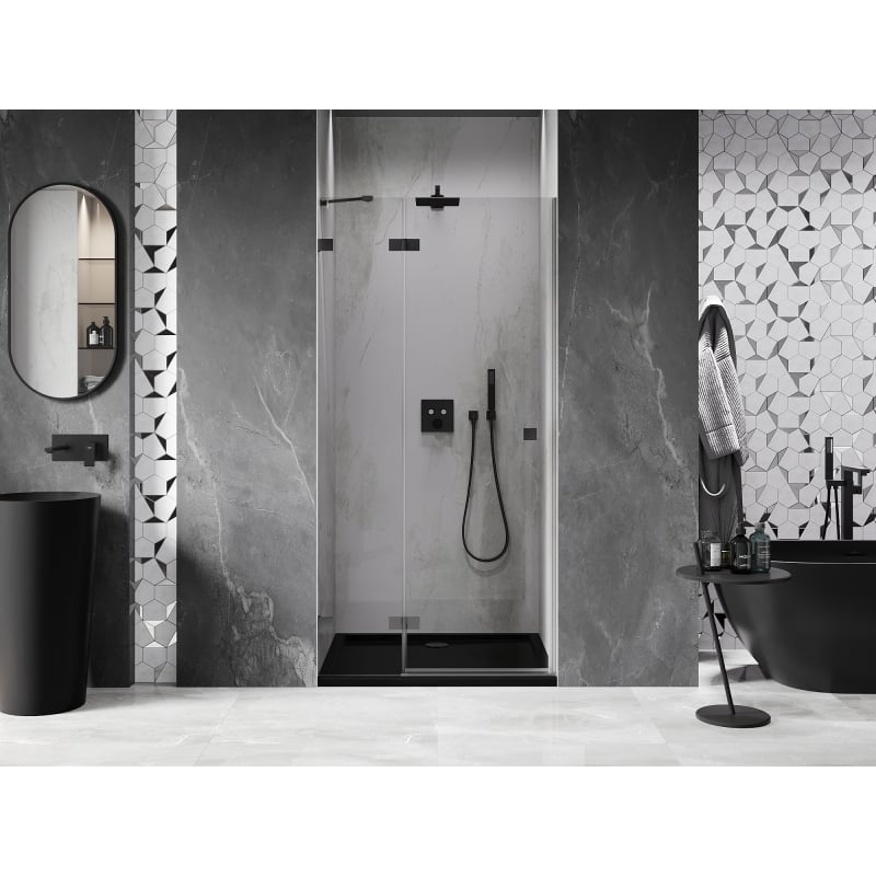 Mexen Lunar drzwi prysznicowe uchylne lewe 115 cm, transparent, gun metal - 834-115-000-95-00-L