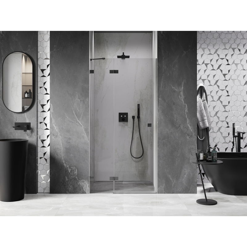 Mexen Lunar porta doccia a battente sinistra 115 cm, trasparente, gun metal - 834-115-000-95-00-L