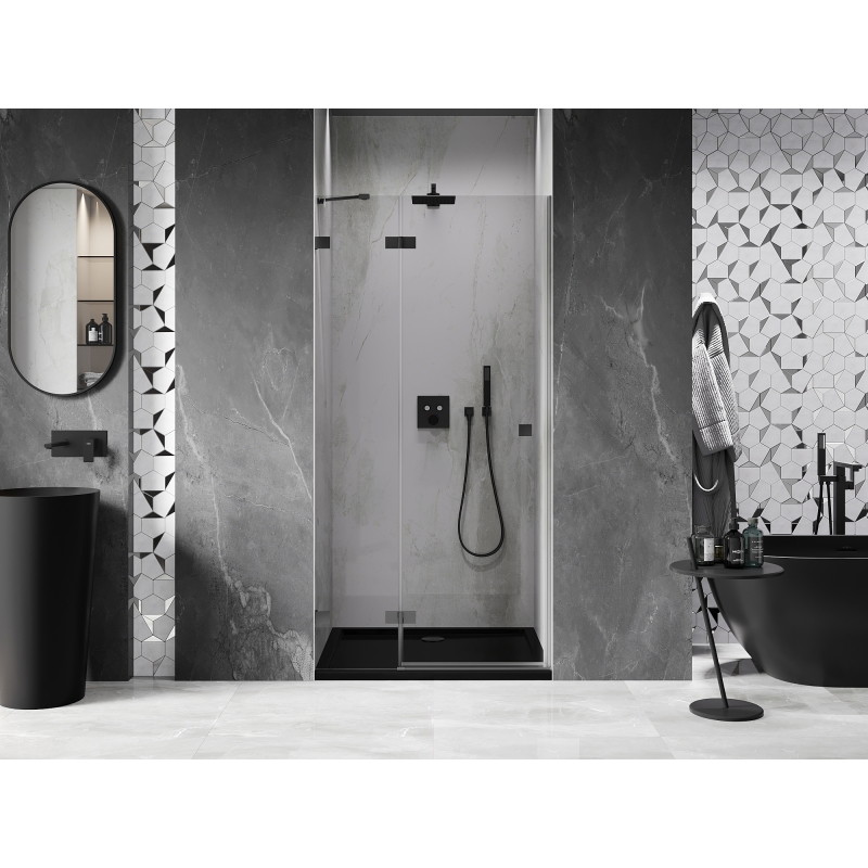 Mexen Lunar vasakpoolne pöörduks 120 cm, läbipaistev, gun metal - 834-120-000-95-00-L