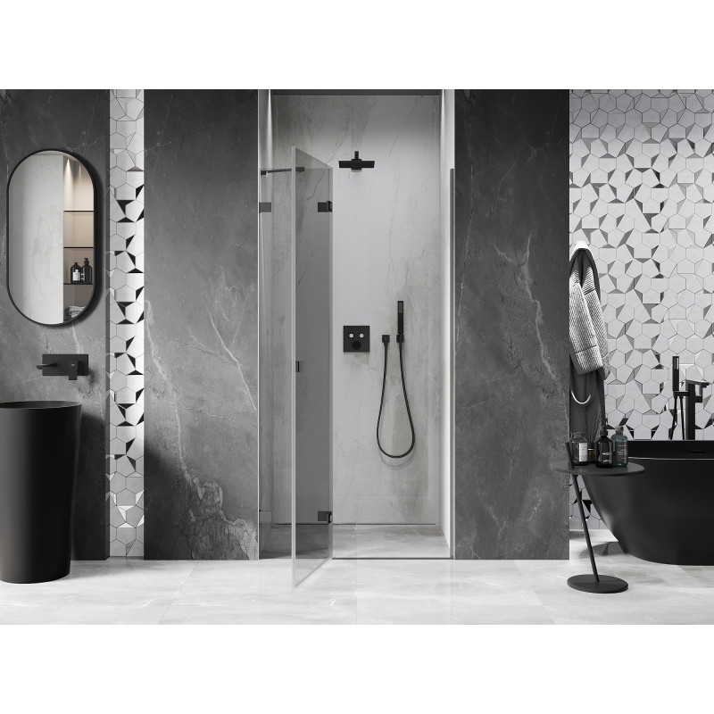 Mexen Lunar vasakpoolne pöörduks 120 cm, läbipaistev, gun metal - 834-120-000-95-00-L