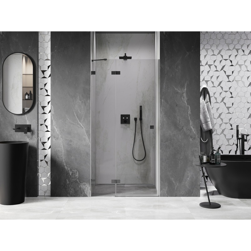 Mexen Lunar vasakpoolne pöörduks 120 cm, läbipaistev, gun metal - 834-120-000-95-00-L