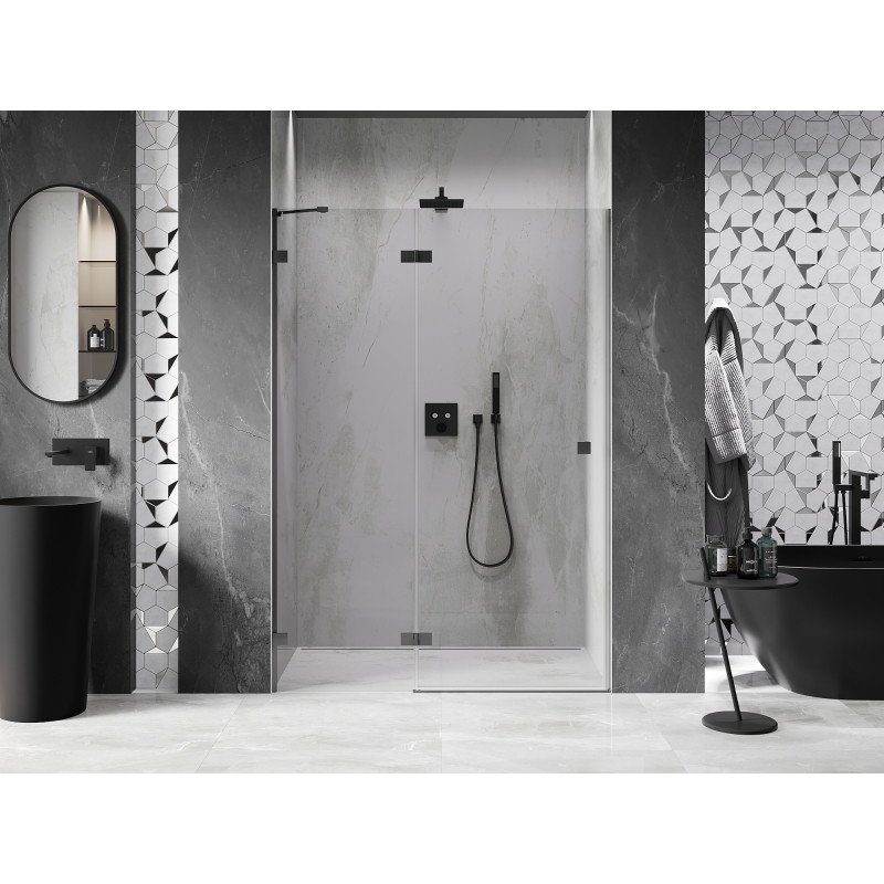 Mexen Lunar drzwi prysznicowe uchylne lewe 140 cm, transparent, gun metal - 834-140-000-95-00-L