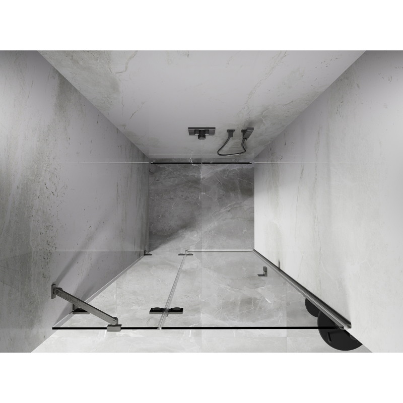 Mexen Lunar drzwi prysznicowe uchylne lewe 90 cm, transparent, nikiel szczotkowany - 834-090-000-97-00-L