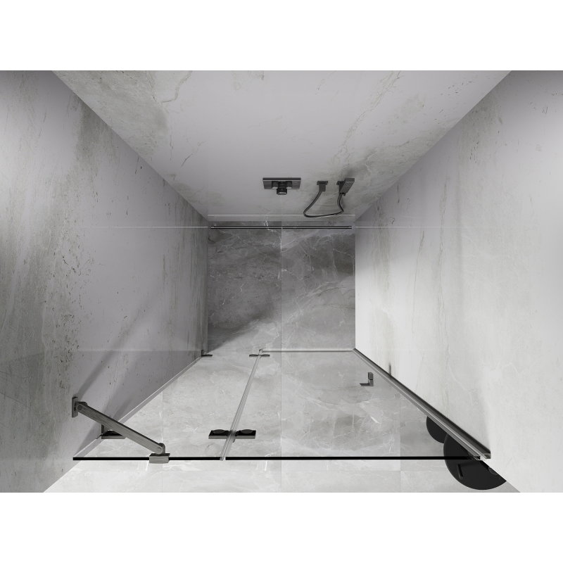 Mexen Lunar left-hinged shower door 95 cm, transparent, brushed nickel - 834-095-000-97-00-L