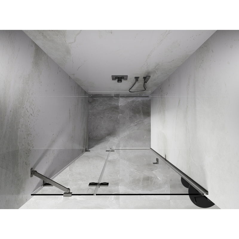 Mexen Lunar porta doccia a battente sinistra 110 cm, trasparente, nichel spazzolato - 834-110-000-97-00-L