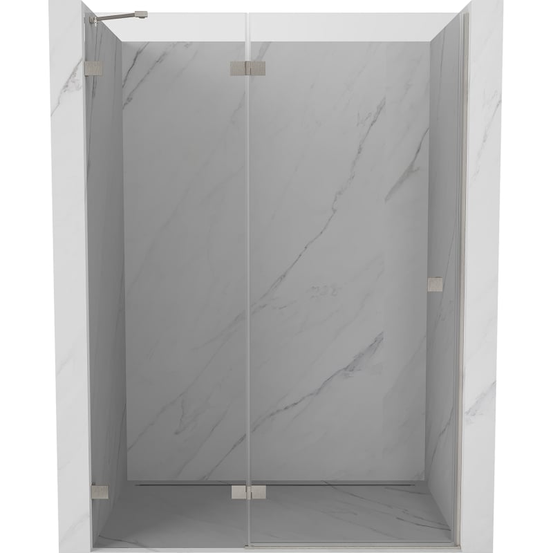 Mexen Lunar drzwi prysznicowe uchylne lewe 130 cm, transparent, nikiel szczotkowany - 834-130-000-97-00-L