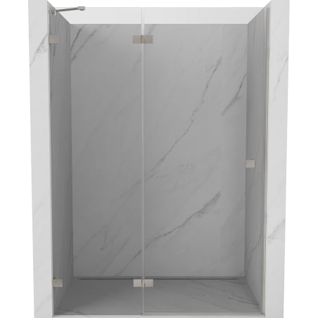 Mexen Lunar 130 cm Left Hinged Shower Door, Transparent, Brushed Nickel - 834-130-000-97-00-L