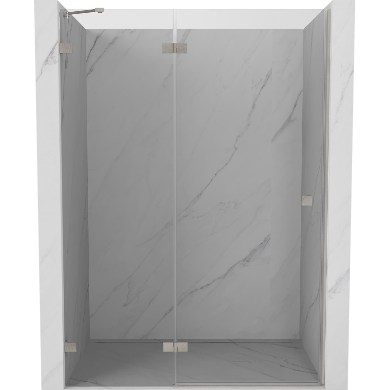 Mexen Lunar drzwi prysznicowe uchylne lewe 135 cm, transparent, nikiel szczotkowany - 834-135-000-97-00-L
