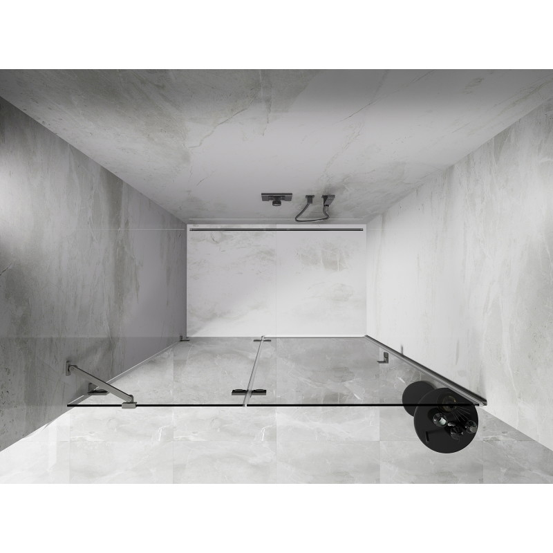 Mexen Lunar drzwi prysznicowe uchylne lewe 140 cm, transparent, nikiel szczotkowany - 834-140-000-97-00-L