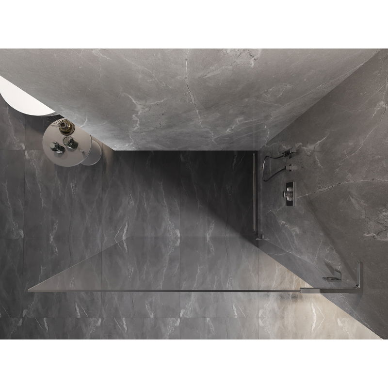 Mexen Lunar L pršna stena Walk-in desna 100 x 200 cm, prosojna 8 mm, krom - 830L-100-000-01-00-P