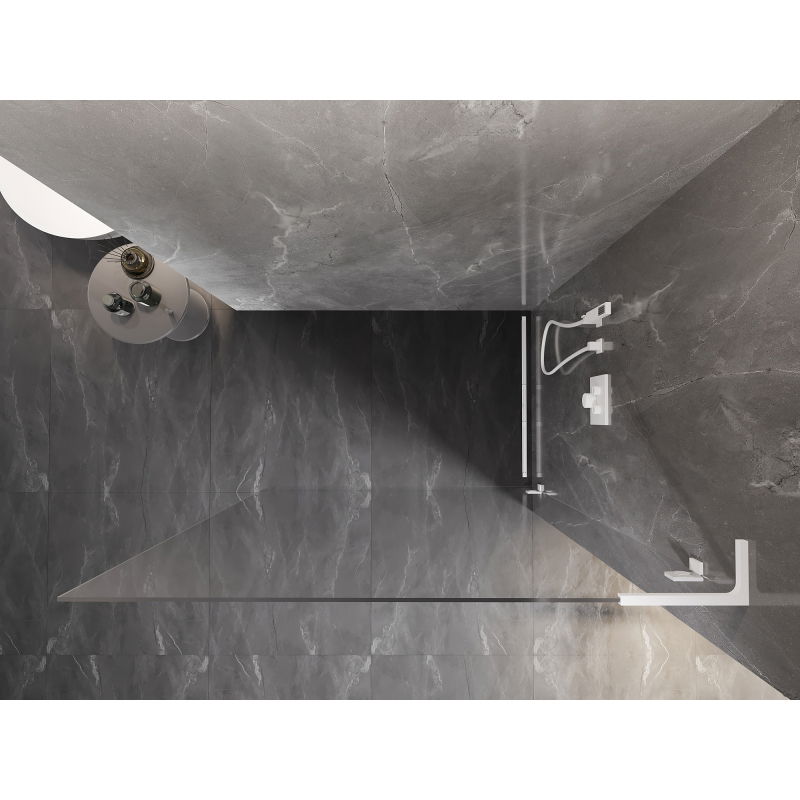 Mexen Lunar L ντουζιέρα Walk-in δεξιά 60 x 200 εκ., διαφανής 8 χιλ., λευκή