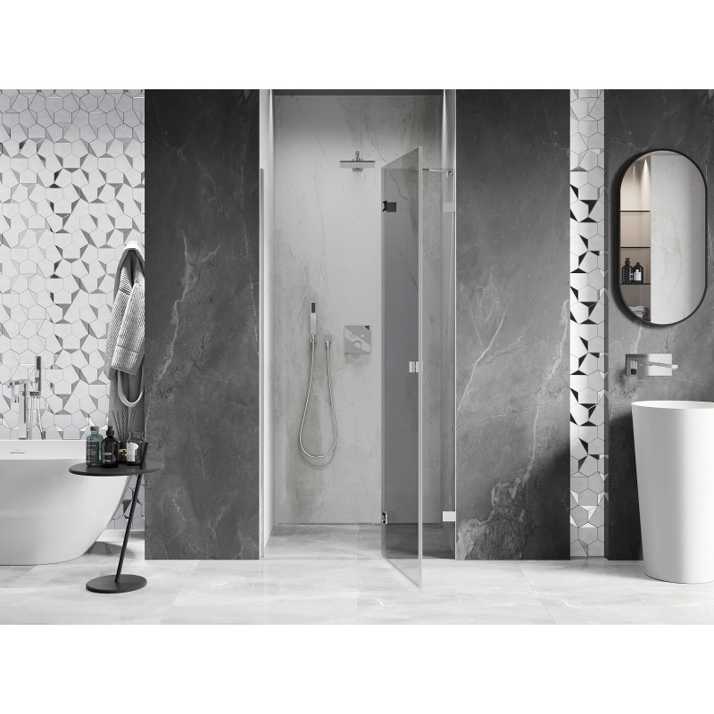 Mexen Lunar dušiuksed, parempoolne, 75 cm, läbipaistev, kroom - 834-075-000-01-00-P