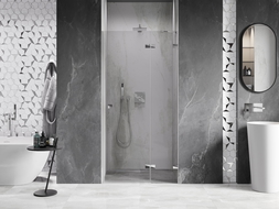 Mexen Lunar drzwi prysznicowe uchylne prawe 120 cm, transparent, chrom - 834-120-000-01-00-P