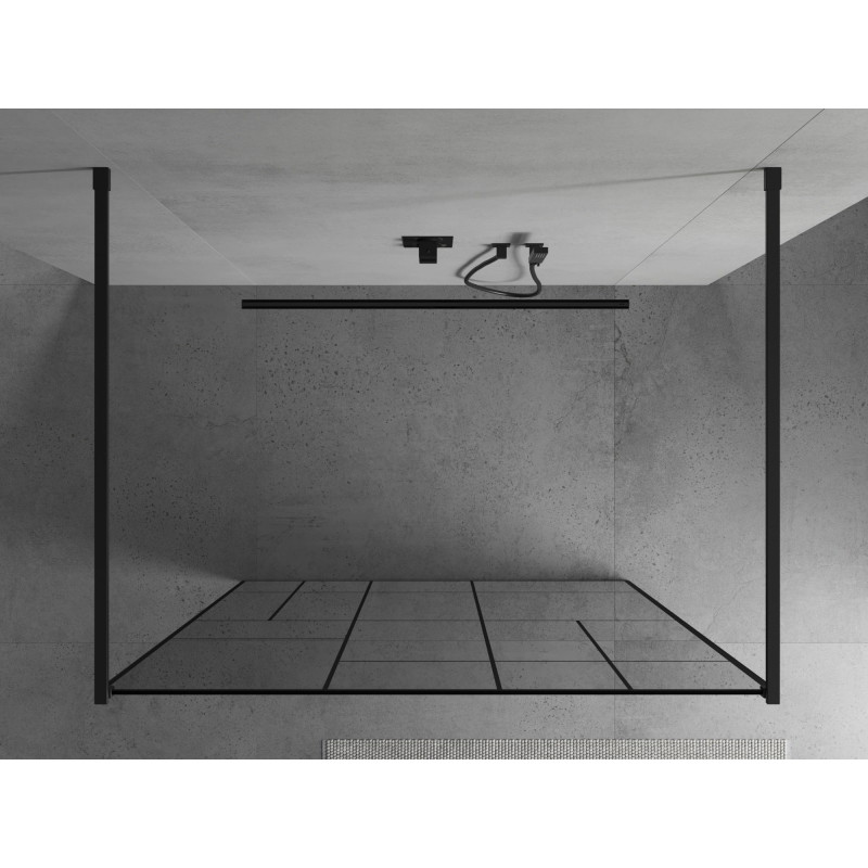 Mexen Kioto vabalt seisev dušisein 130 x 200 cm, must muster 8 mm, must - 800-130-002-70-78