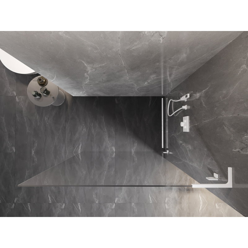 Mexen Lunar L Tuš stena Walk-in desna 120 x 200 cm, prozorna 8 mm, bela - 830L-120-000-20-00-P