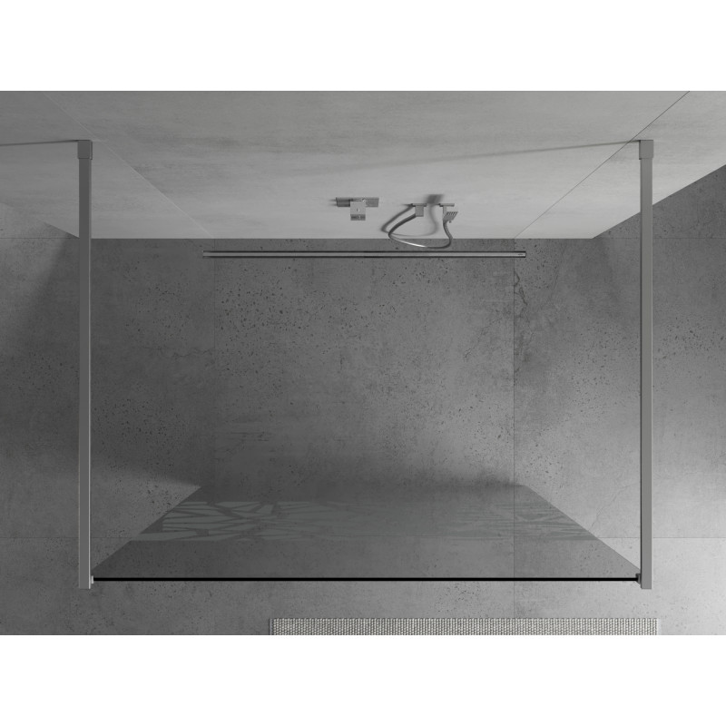 Mexen Kioto muro de ducha independiente 100 x 200 cm, patrón blanco 8 mm, cromo - 800-100-002-01-85