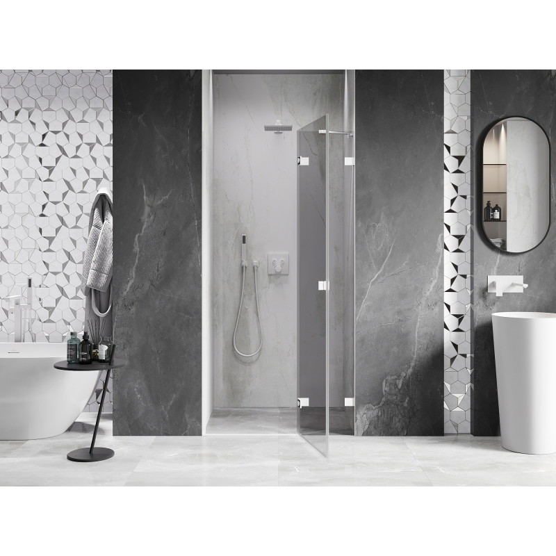 Mexen Lunar parema hinged duššiuks 105 cm, läbipaistev, valge - 834-105-000-20-00-P