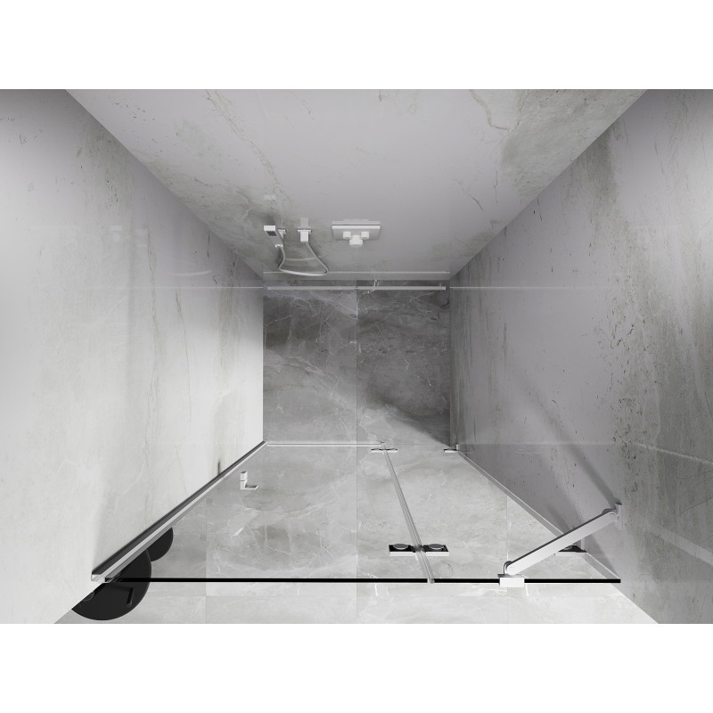 Mexen Lunar parema hinged duššiuks 105 cm, läbipaistev, valge - 834-105-000-20-00-P