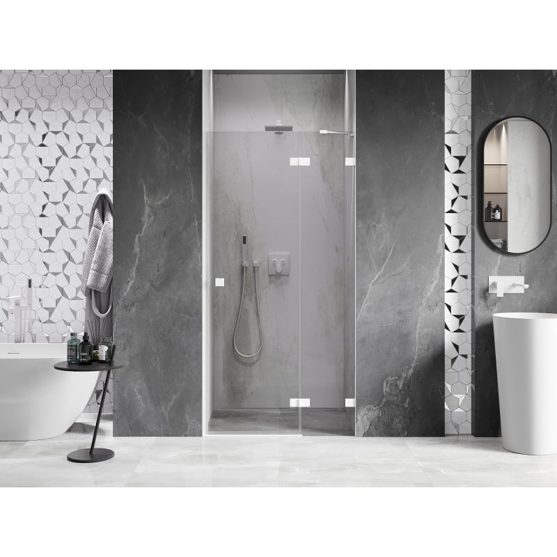 Mexen Lunar drzwi prysznicowe uchylne prawe 115 cm, transparent, białe - 834-115-000-20-00-P