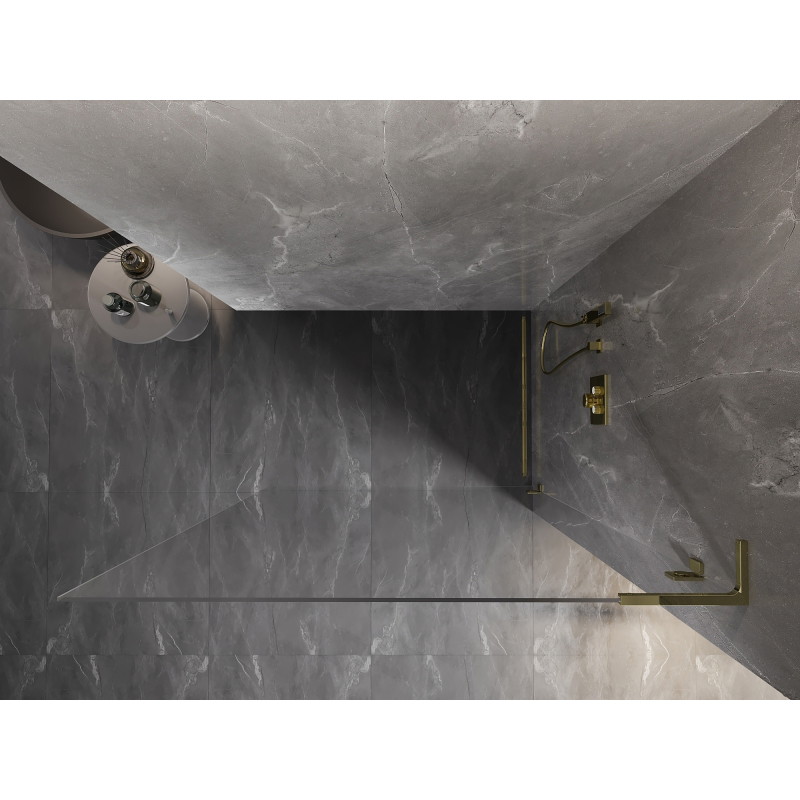 Mexen Lunar L dušisein Walk-in parempoolne 50 x 200 cm, läbipaistev 8 mm, kuldne - 830L-050-000-50-00-P
