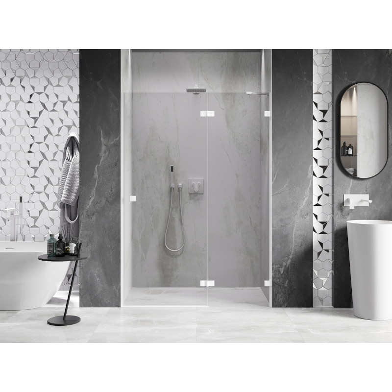 Mexen Lunar drzwi prysznicowe uchylne prawe 140 cm, transparent, białe - 834-140-000-20-00-P